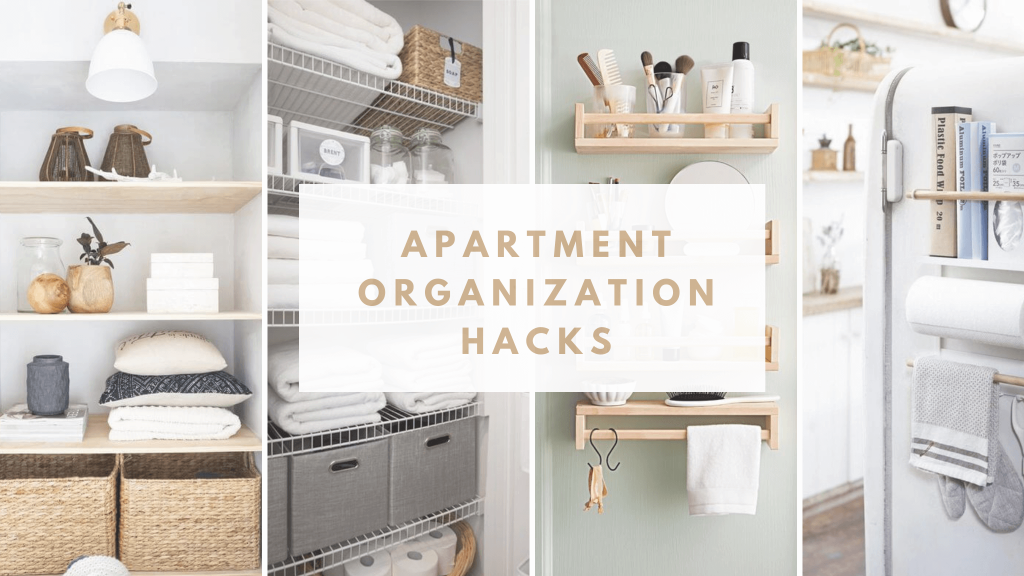 apartment organization hacks collage