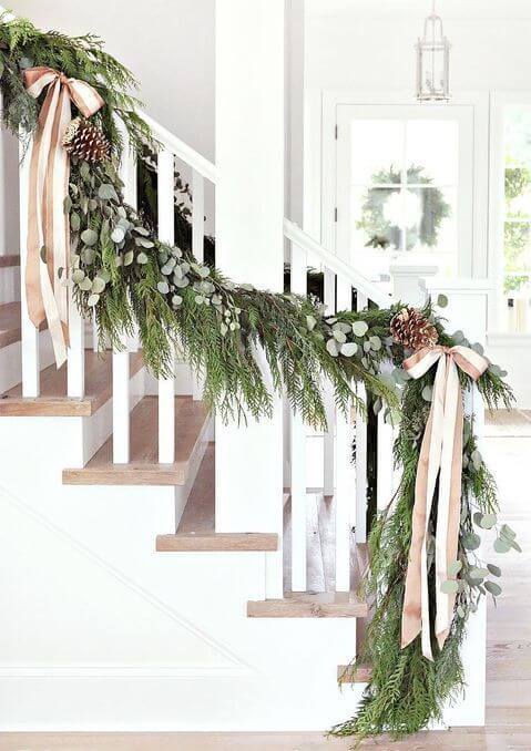 faux garlands for staircase