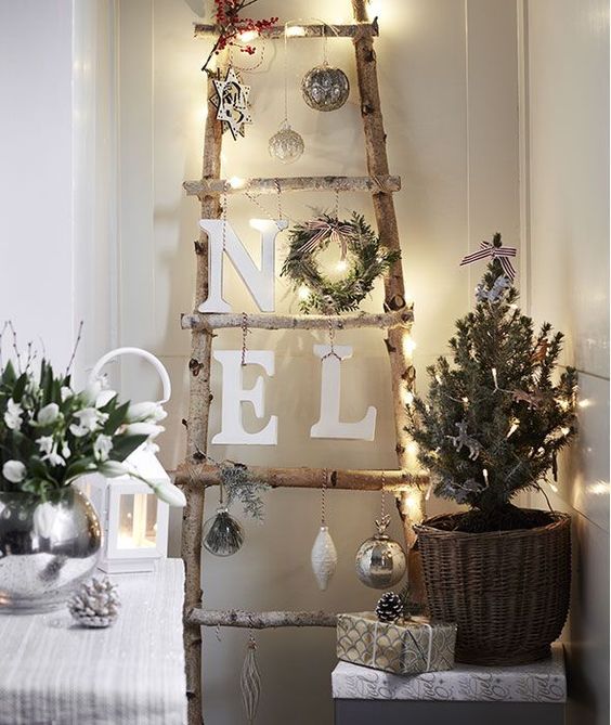 ladder with christmas decoration