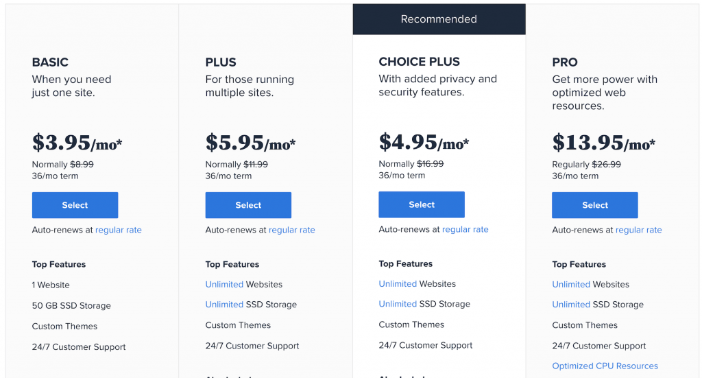 cheap bluehost plans