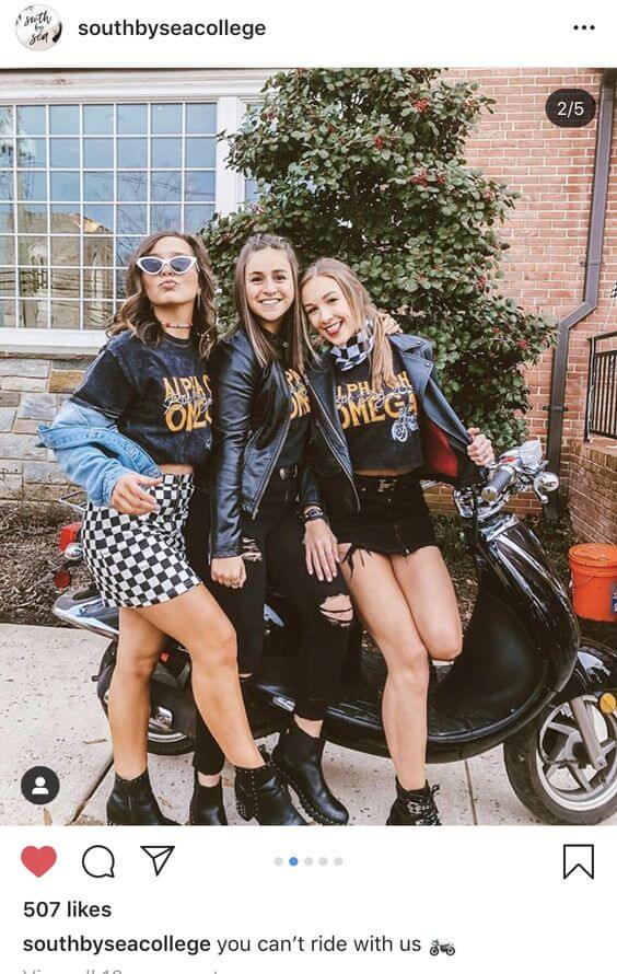 biker girls college halloween costumes friends