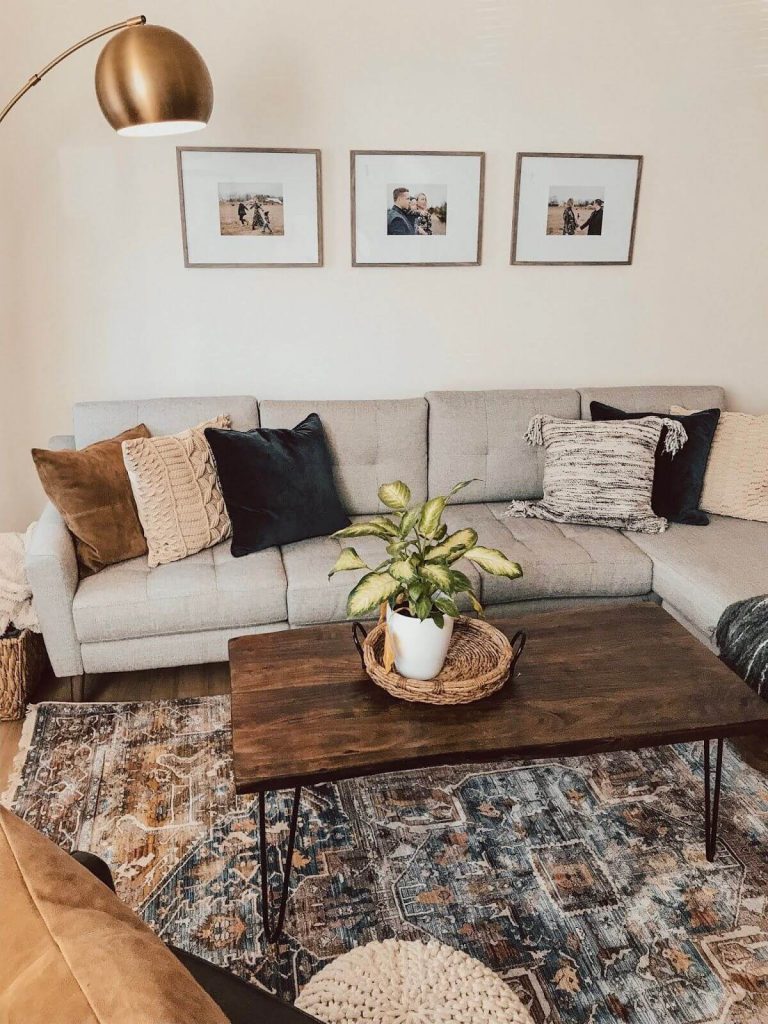 picture frames above couch