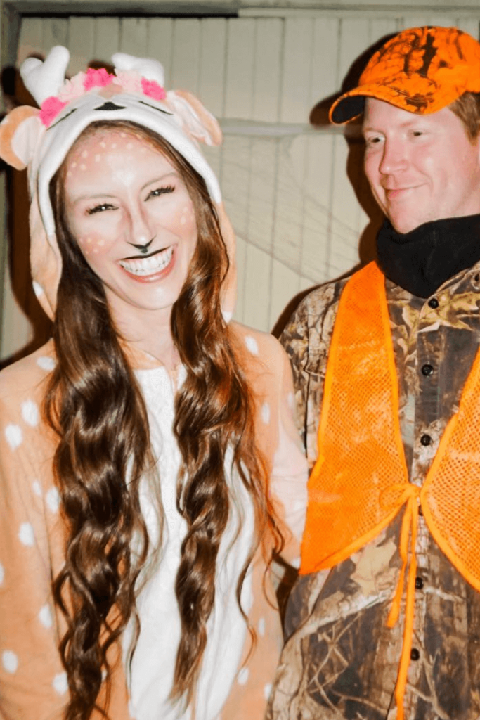 couple costume deer and hunter